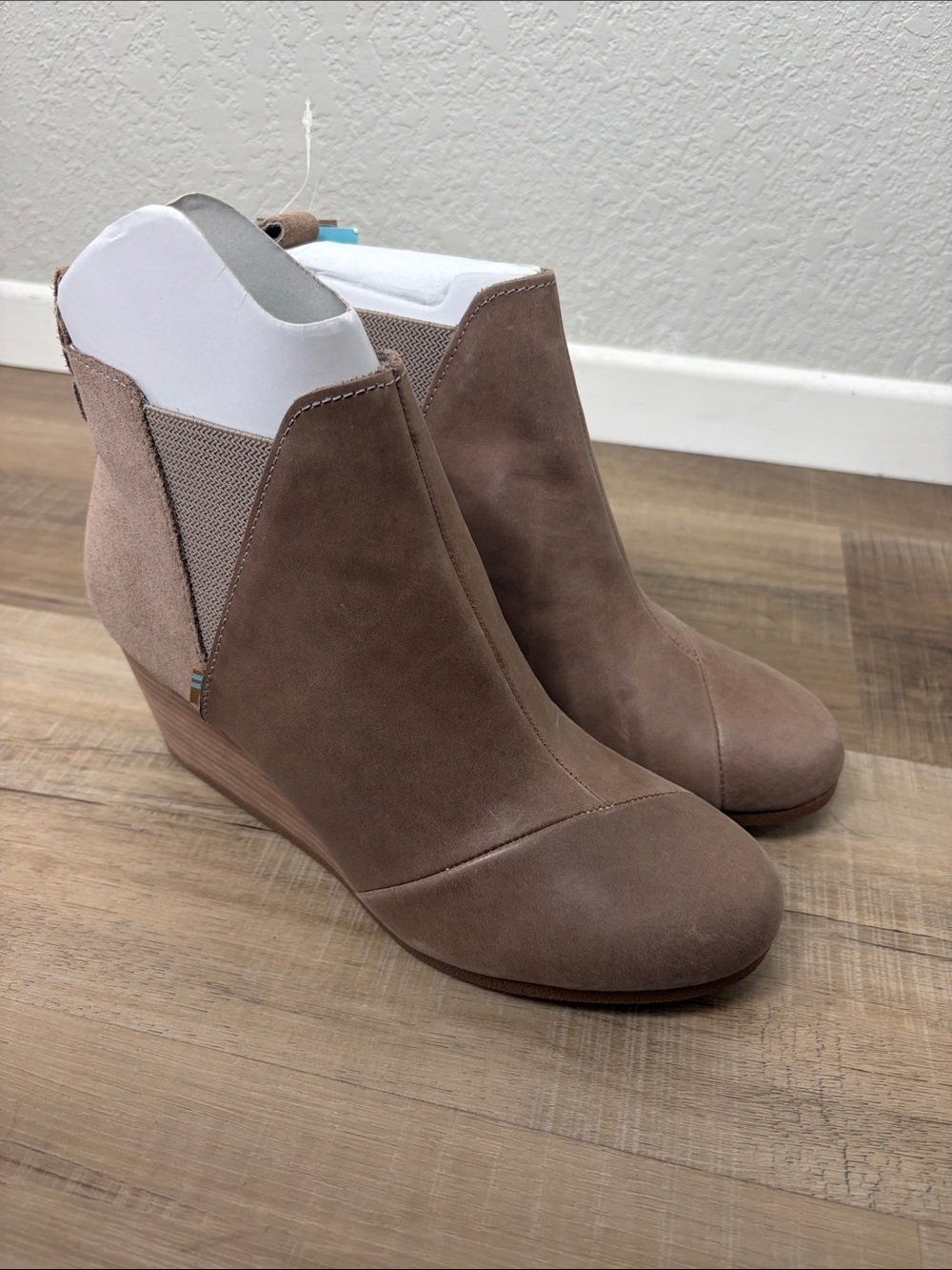Toms Taupe Wedge Ankle Boots